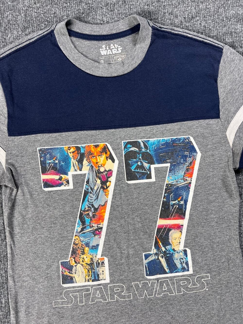 Star Wars T Shirt 1977 A New Hope Fifth Sun Graphic Gray Navy Mens Small